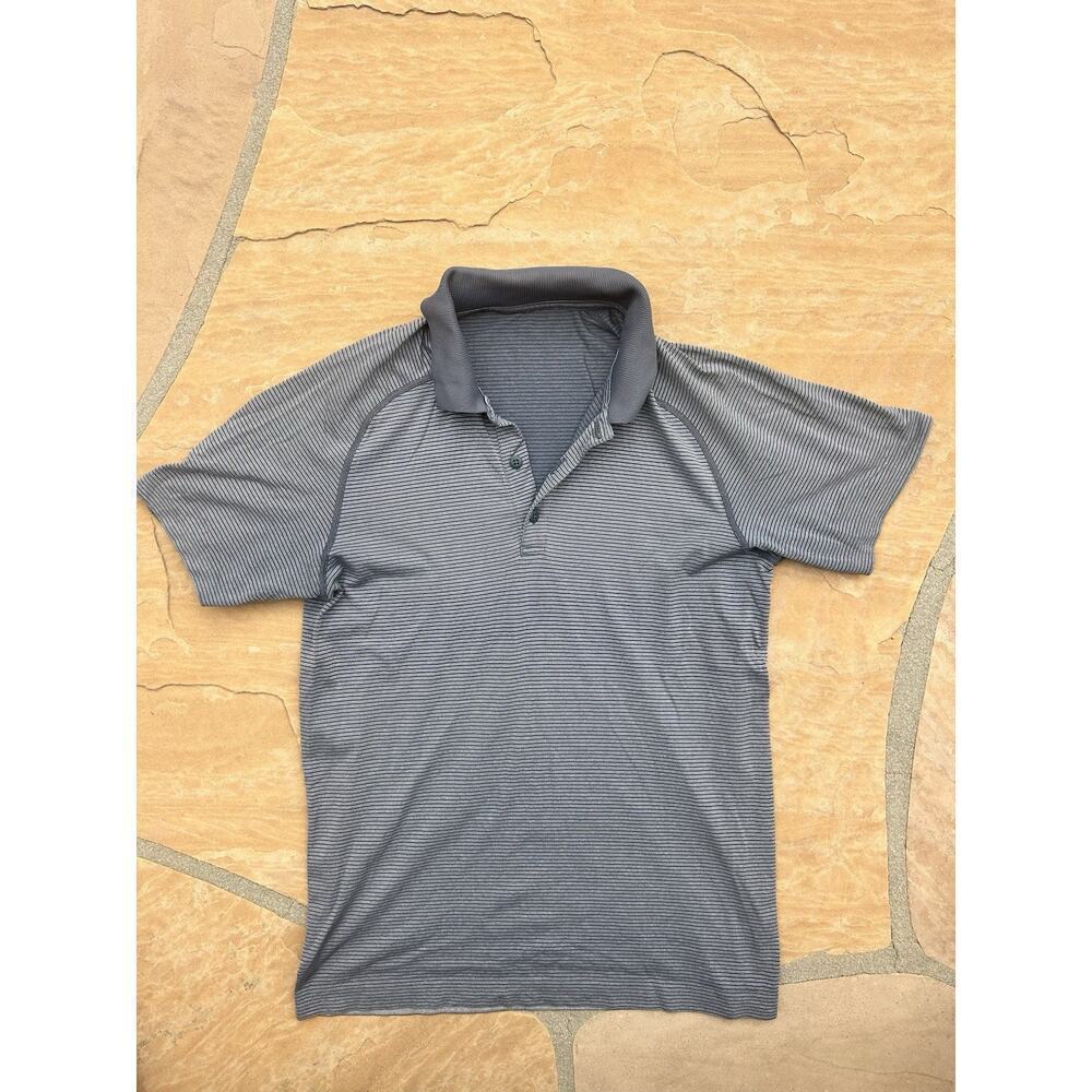 lululemon athletica Men's Gray Micro-Striped Polo